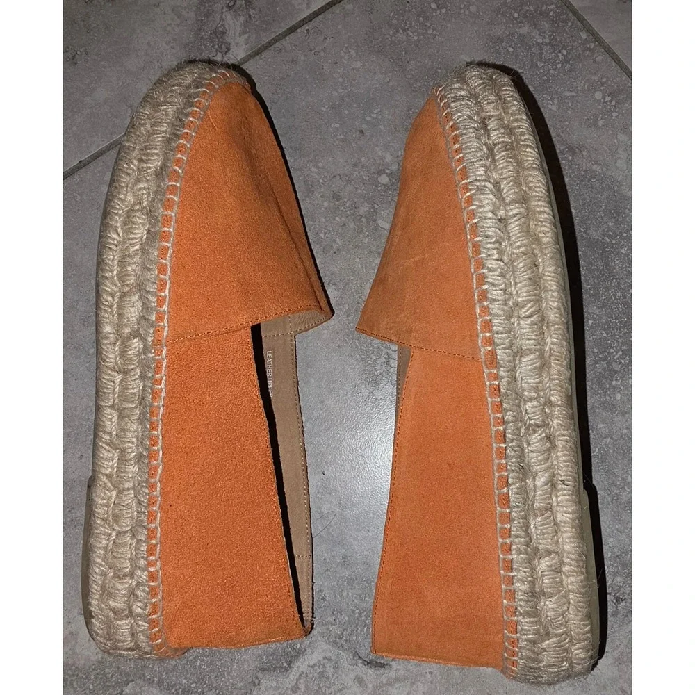 Jutelia Orange Suede Espadrille Flats Made in Spain Women Size 39 Slip On Shoes